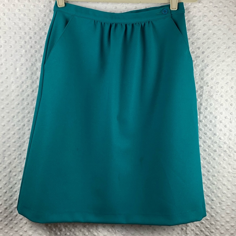 VINTAGE JC Penny 1970s Midi Skirt Turquoise